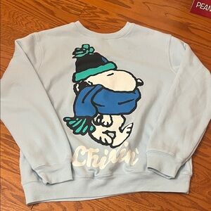Chillin' Graphic Crew Neck Sweater - Light Blue